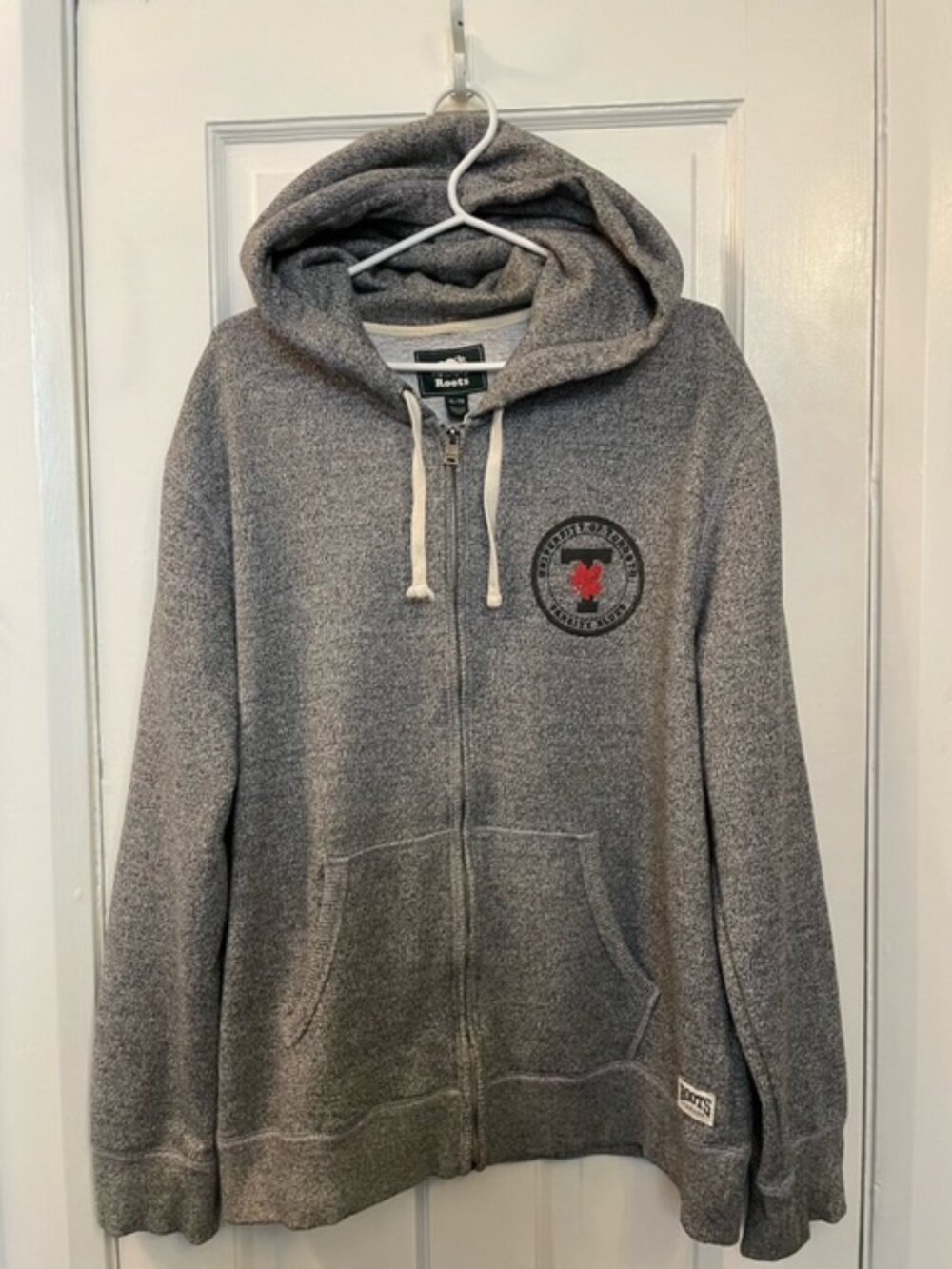 Roots University of Toronto Men's Varsity Grey Fleece Full-Zip Hoodie Size XL